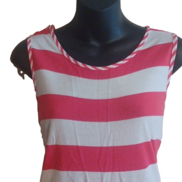 𝅺 Cabi red/ off white striped tank by Cabi .Size medium. - Picture 2 of 10